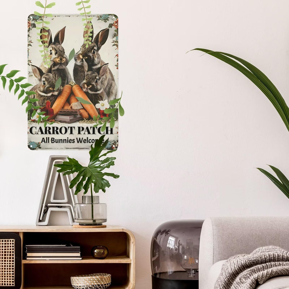Easter Carrot Patch Metal Tin Sign Rabbit Garden Sign Easter Metal Sign Farmhouse Wall Decor for Home Garden Living Room Bedroom Outdoor Decor 8x12 Inch (Easter Carrot Patch / 8x12 Inch)
