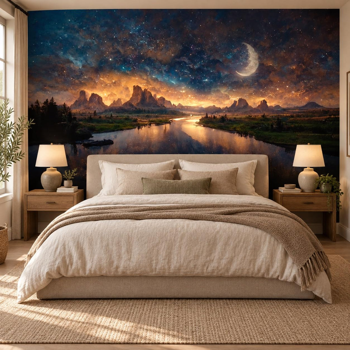 Peel Stick Wall Mural Wallpaper Night Sky 118"x82" Decor A27 (A27 / 118" x 82")