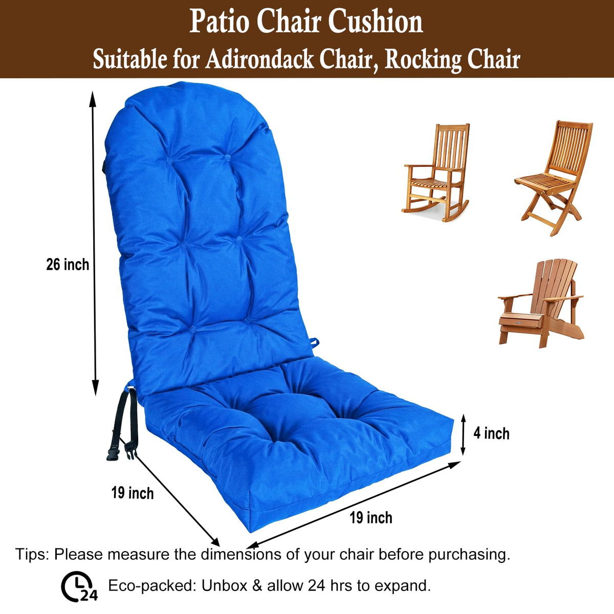 Outdoor Adirondack Chair Cushion (Pacific Blue)