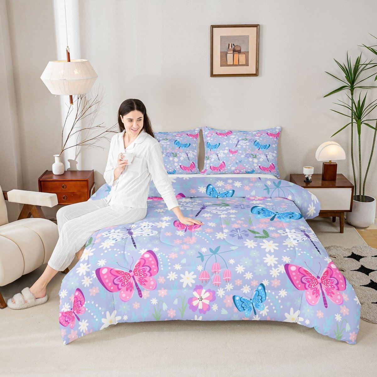 Butterfly Comforter Set Full Size for Kids Boys Girls (Multi 812 / Full)