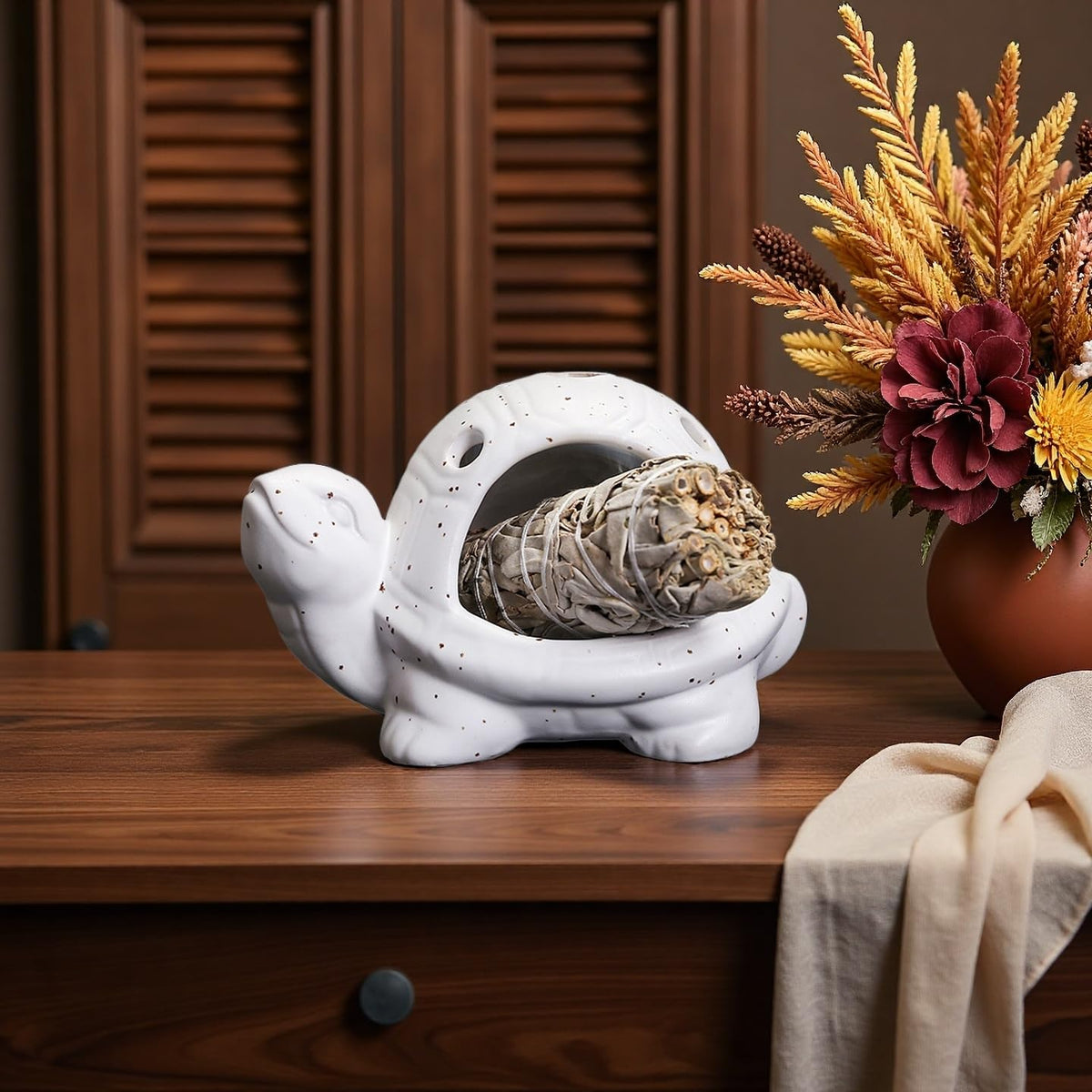 Turtle Palo Santo Holder Ceramic Palo Santo Burner Sage Holder for Burning (D)