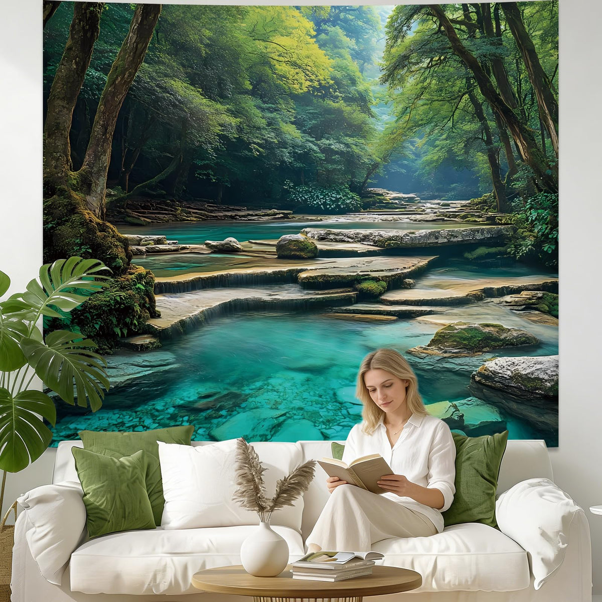Nature Forest Tapestry for Bedroom Aesthetic (Forest Tapestry / 60"L x 51"W)
