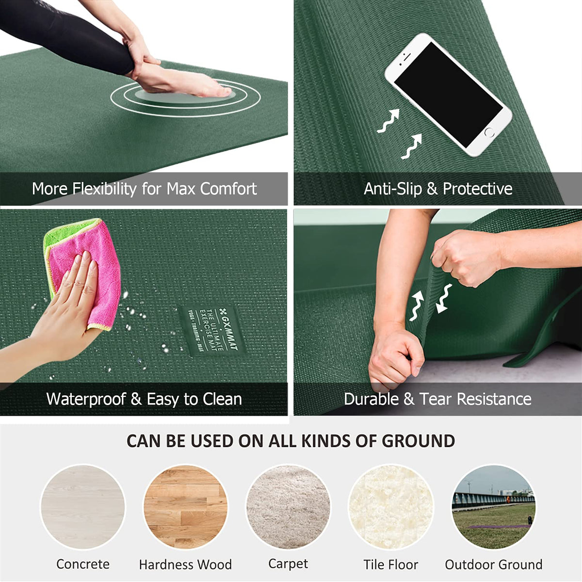 Large Yoga Mat 6'x4' (Green Jasper / 6*6 FT)