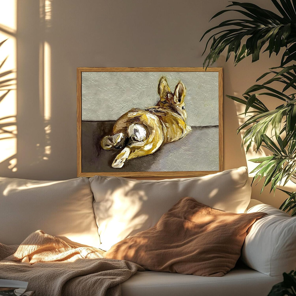 Framed Vintage Easter Bunny Wall Art (Cute Rabbit / 24"L x 16"W)
