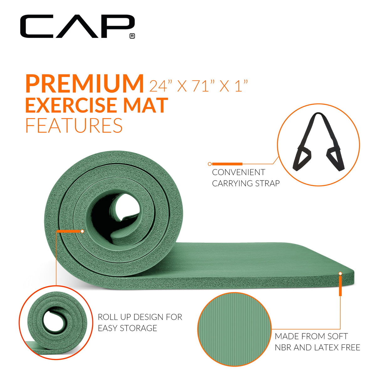1" Extra Thick Yoga Mat (Green)