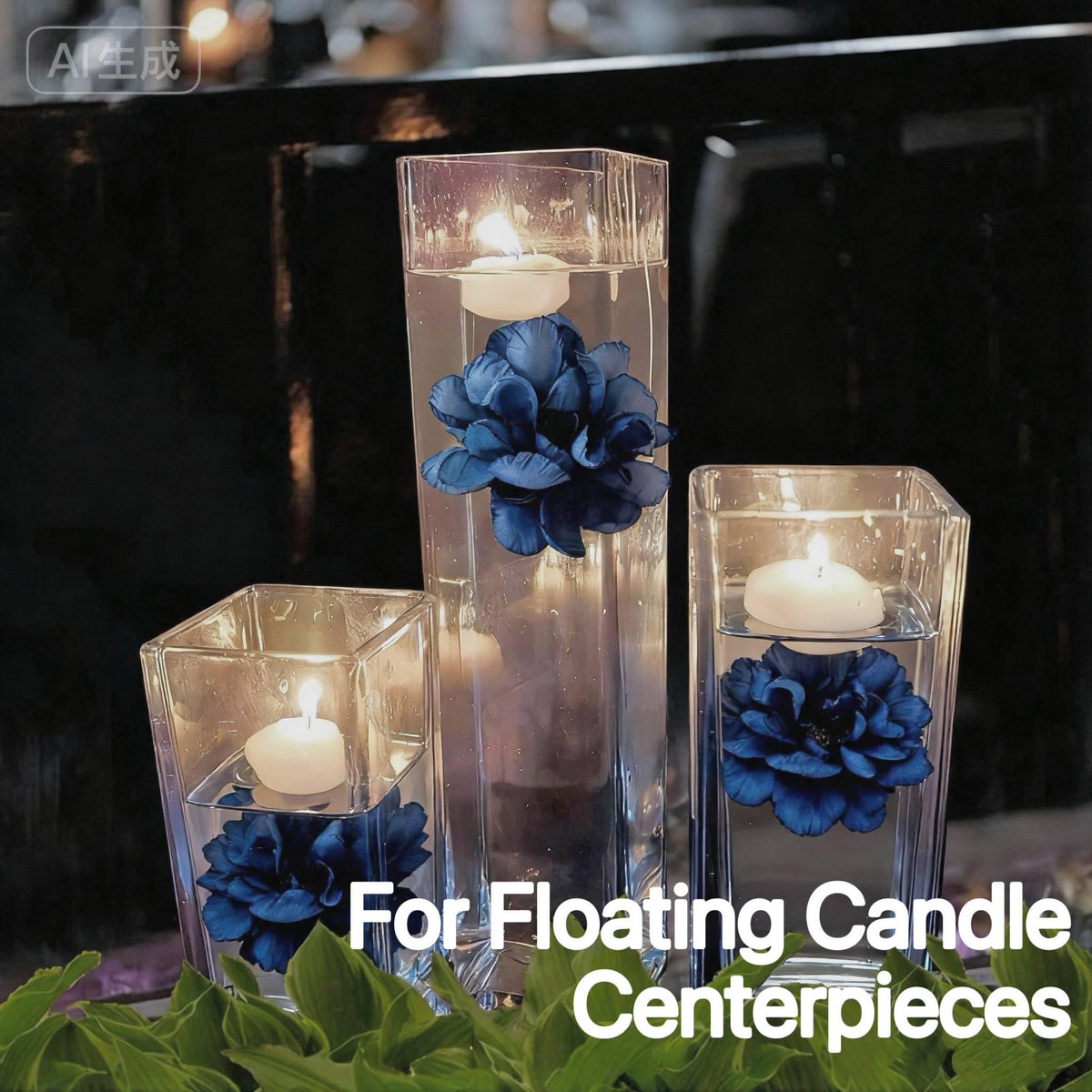 Floating Flowers for Floating Candle Centerpieces (Foggy Blue)