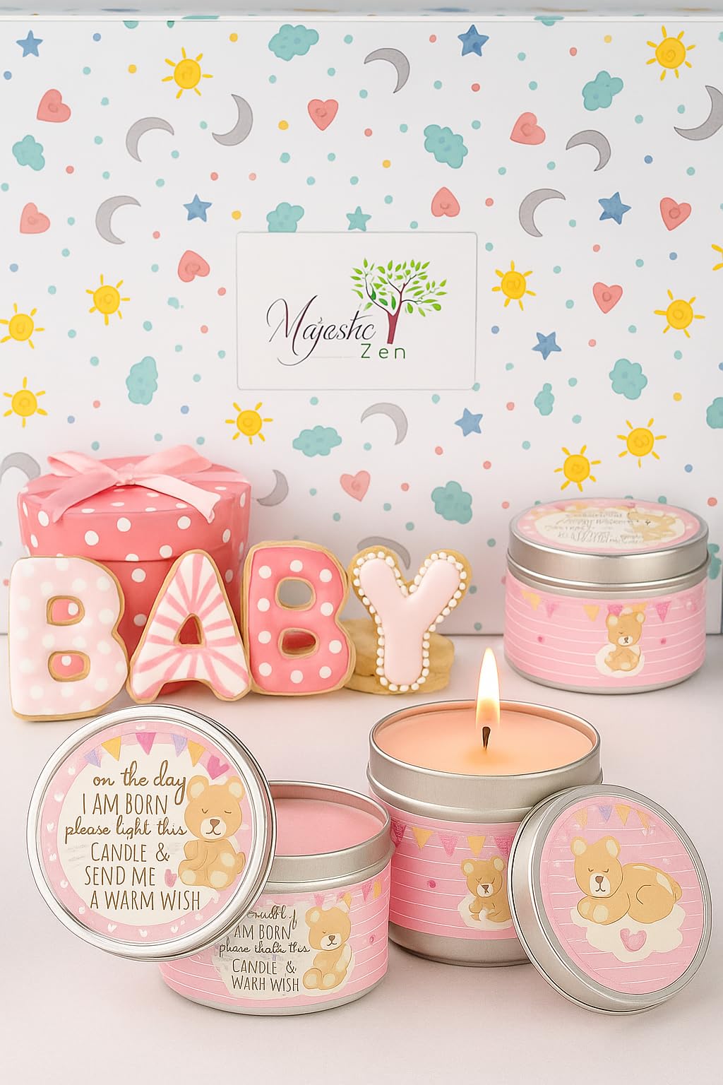 Baby Shower Candle Favors for Girls (Pink-2- One Single 9pk)