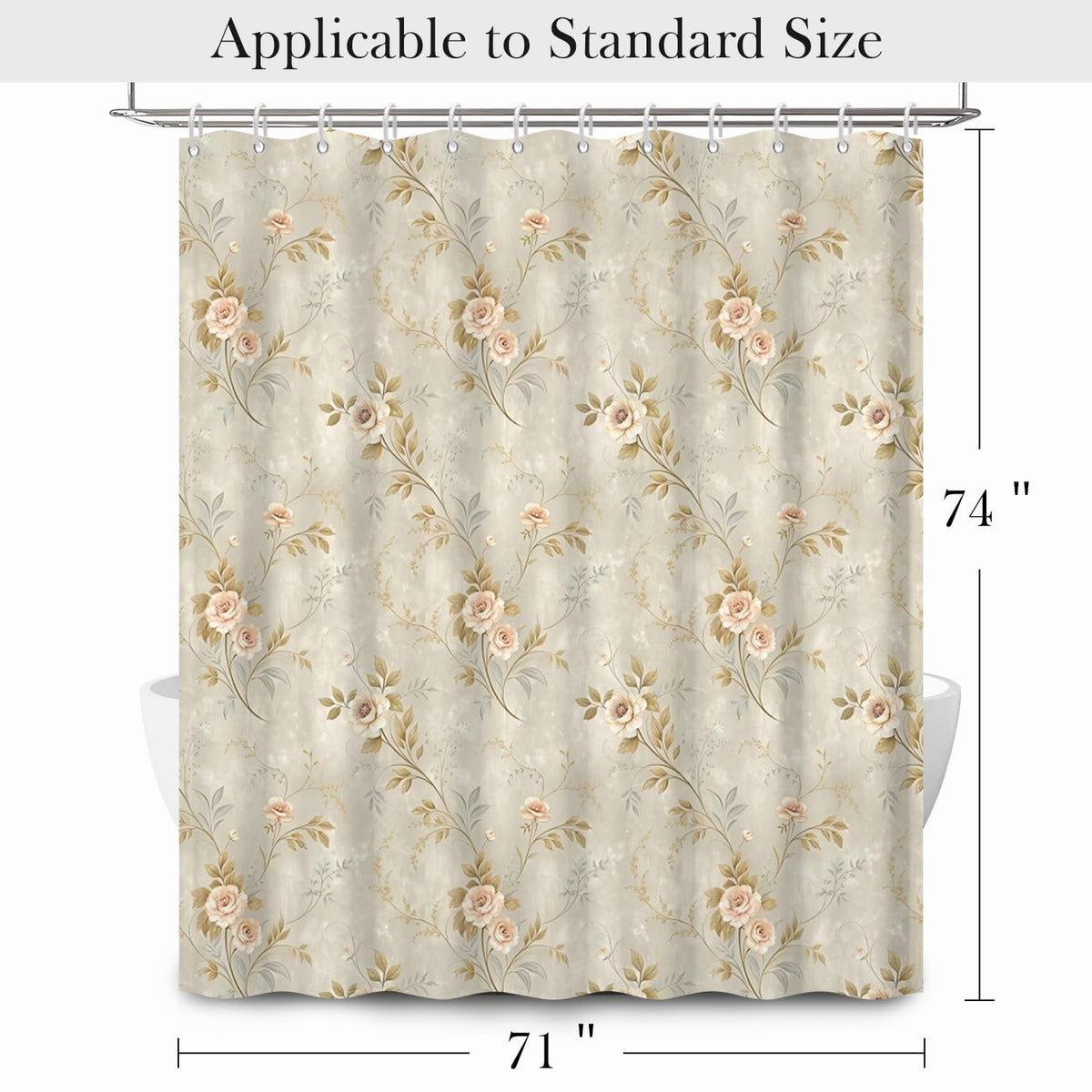 Vintage Floral Shower Curtain 71x74 Inch (Floral-d)