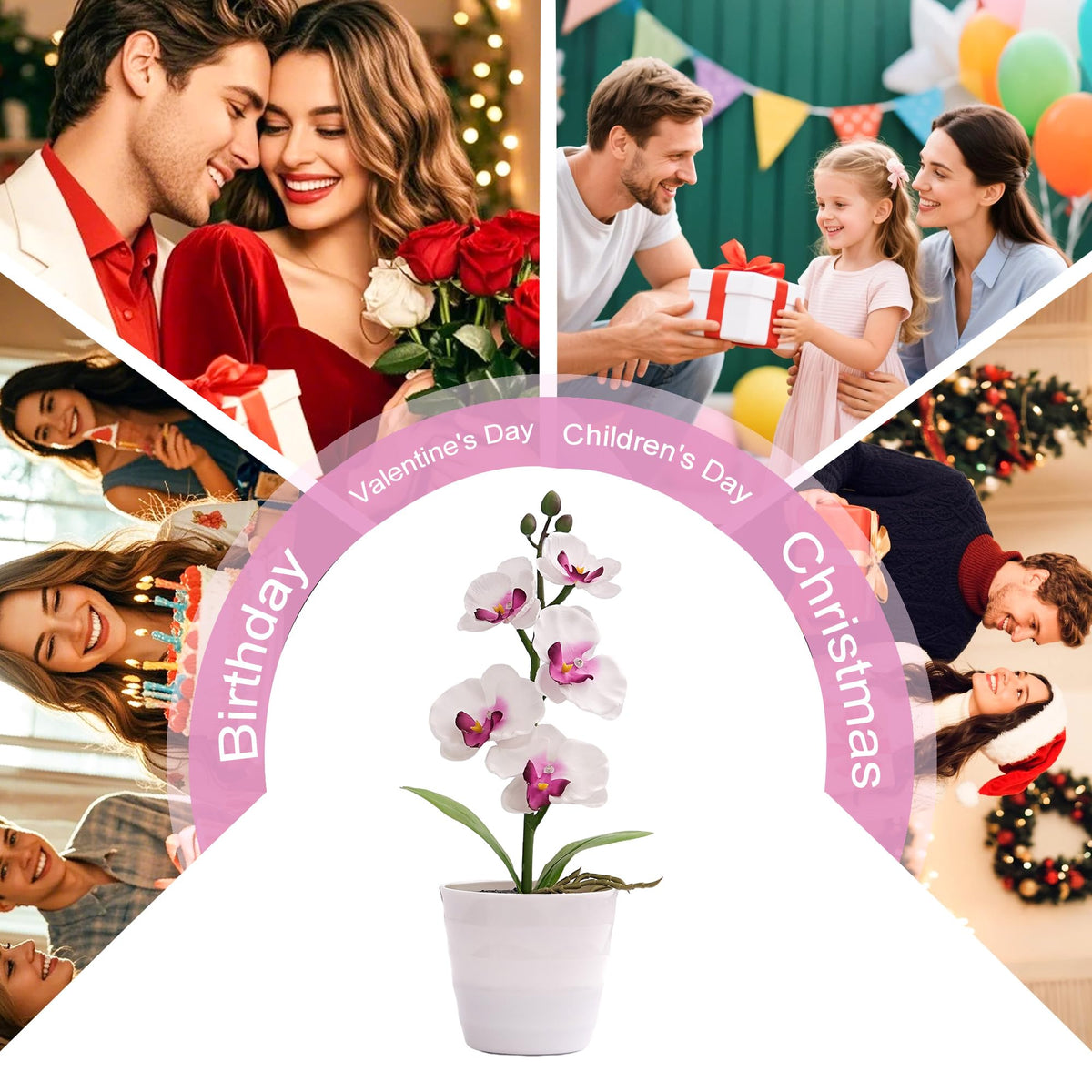 Artificial White Phalaenopsis Orchid Flower Lamp (Orchids-White)