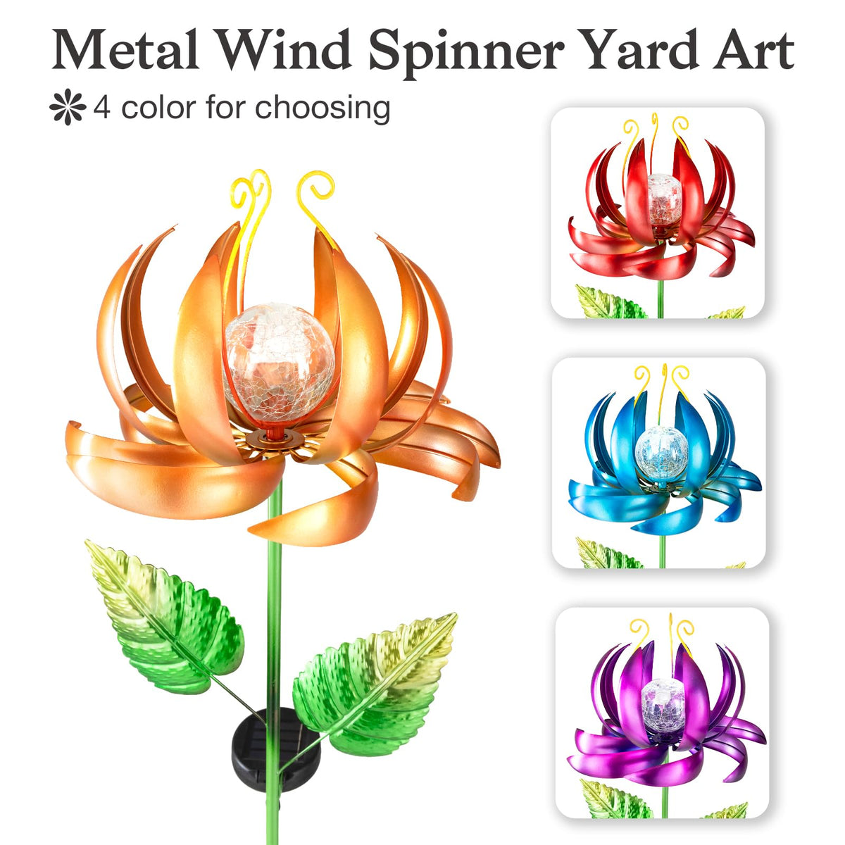 Solar Yard Lights Wind Spinners (Yellow-large)
