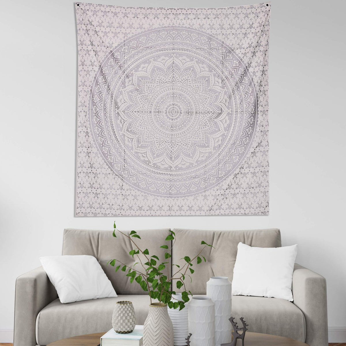 Ombre Wall Hanging Bohemian Tapestry (Silver / 40"L x 30"W)