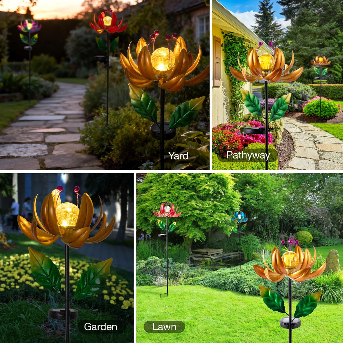 Garden Decor for Outside Solar Wind Spinners for Yard (Gold-standard)