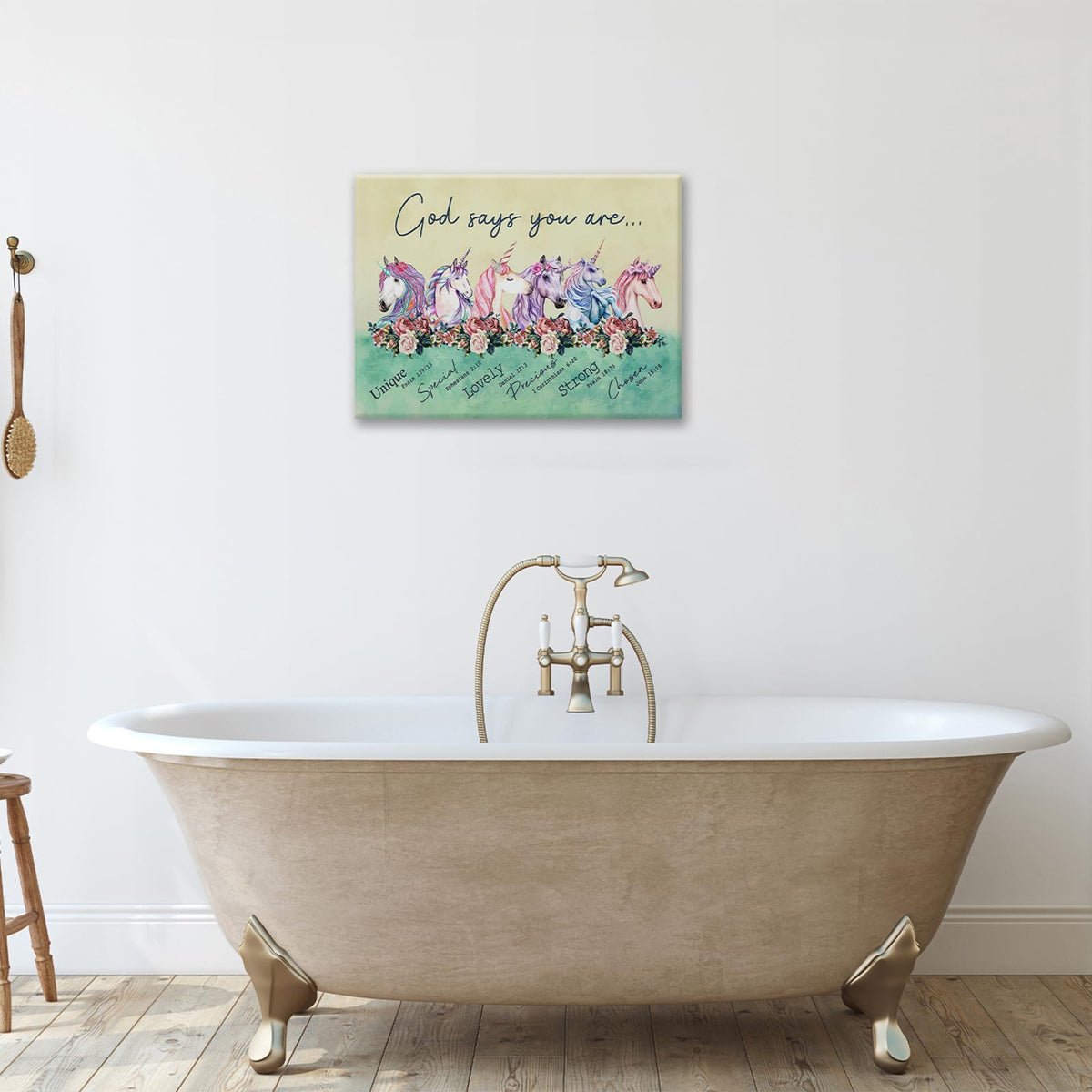 Unicorn Wall Art God Says You Are Pictures Wall Decor Canvas Painting Artwork Framed For Bathroom Bedroom Girl Room 16"x24" (Unicorn / 24"L x 16"W)