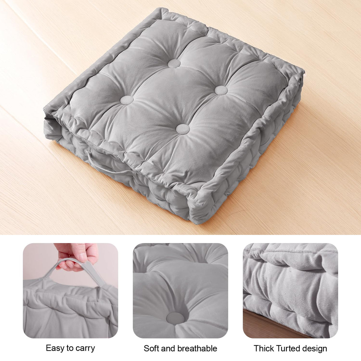 Square Floor Pillows (2 Pack / Dark Grey)