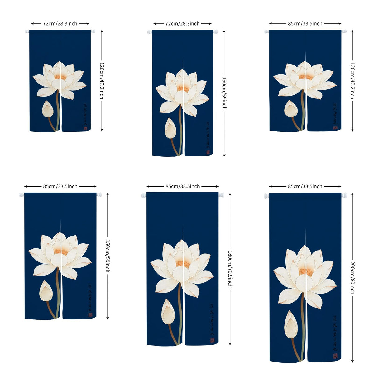 Japanese Noren Doorway Curtain (Blue White / 33.5"W x 59"L (Pack of 1))