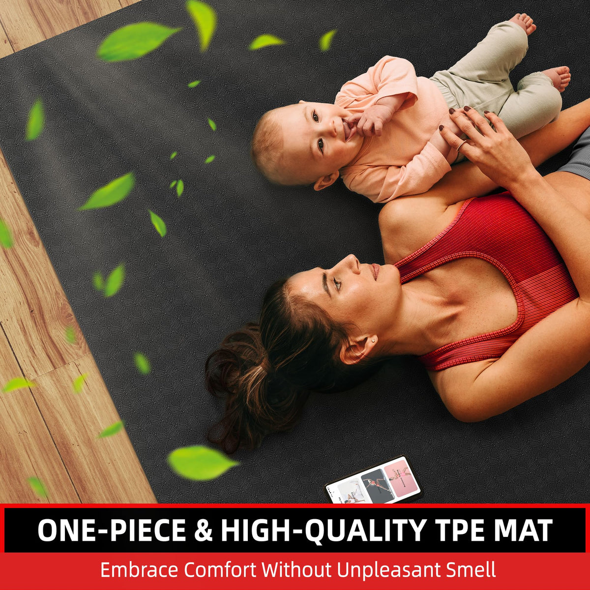 Extra Large Yoga Mat (72x48x1/3inch / Black)