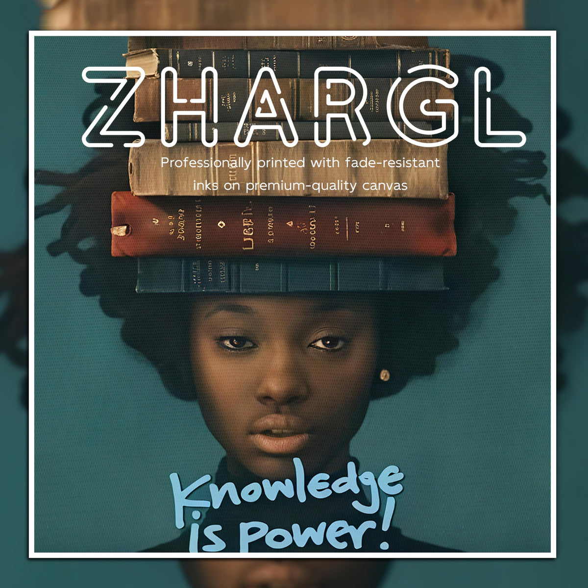 Black Girl With Books Wall Art (Black Children / 24"L x 16"W)