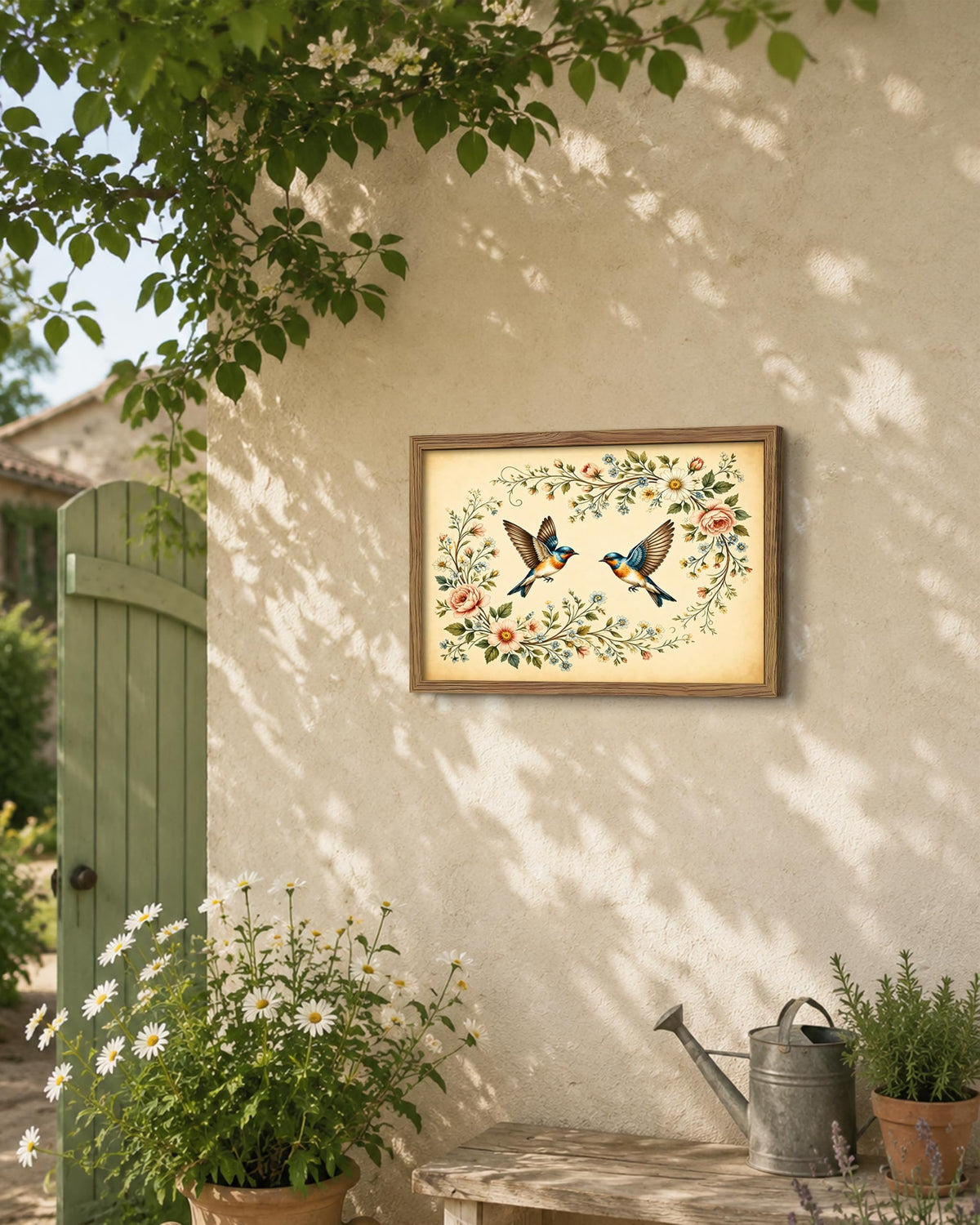Vintage kingfisher Framed Canvas Wall Art (B-kingfisher / 24"L x 16"W)