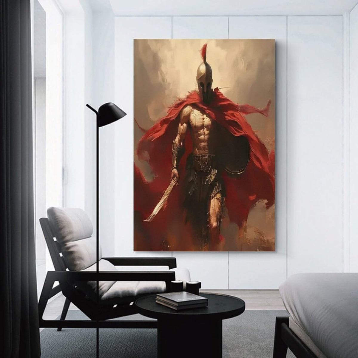Spartan Warrior Motivational Battle Scene Poster Canvas Printing Wall Art Prints Wall Decor Posters Red Cape Ancient Greek Hero Dark Dramatic Living Room Bedroom Office Decor 12x18inch (style-12 / 18"L x 12"W)