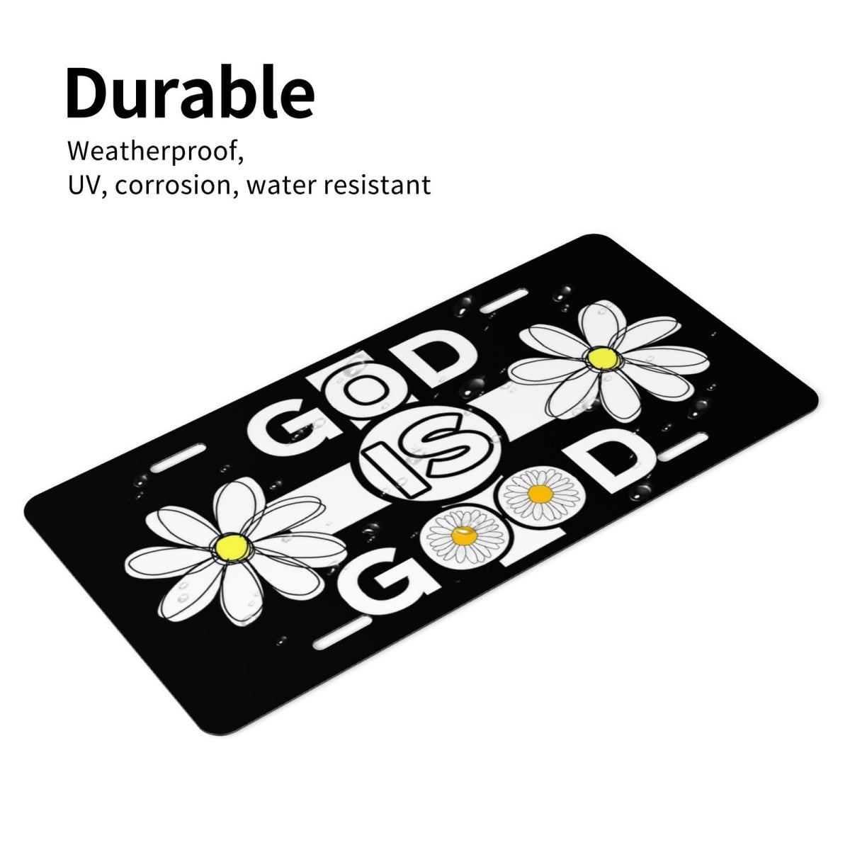 God is Good Daisy Christian Floral Cross Front License Plate Aluminum Decorative License Plates Metal Car Plate 6"X12" Novelty Vanity Tag Cover with 4 Holes Car Decor Accessory (Bronze / 6 X 12 Inch)