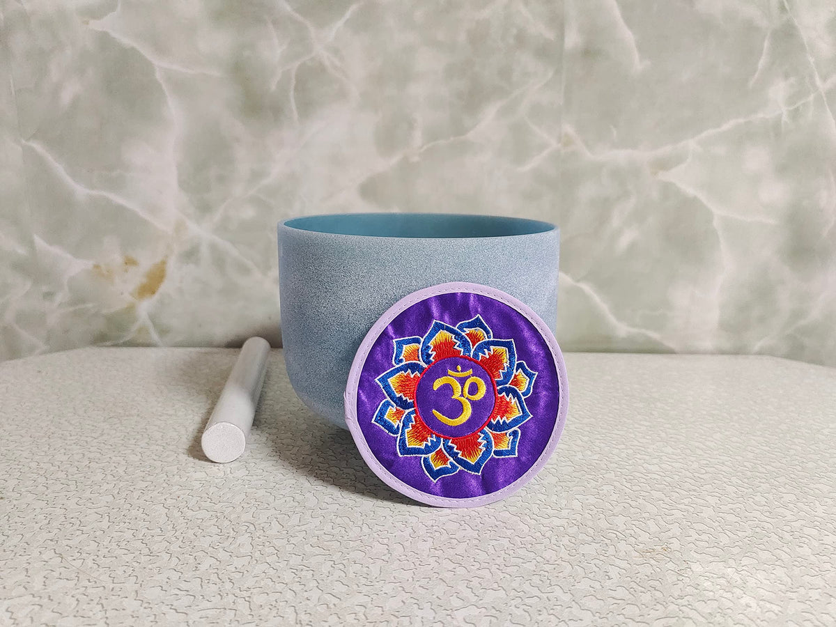Sapphire Gemstone Fusion Crystal Singing Bowl G Throat Chakra 10 inch with Free Suede Striker and O ring (10 inch / Sapphire)