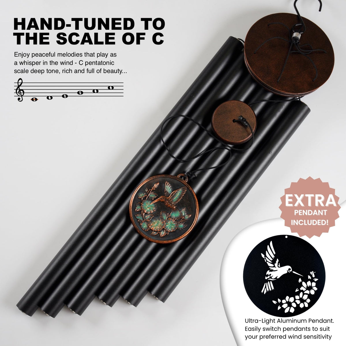 Large Wind Chimes for Outside Deep Tone (46" Hummingbird)