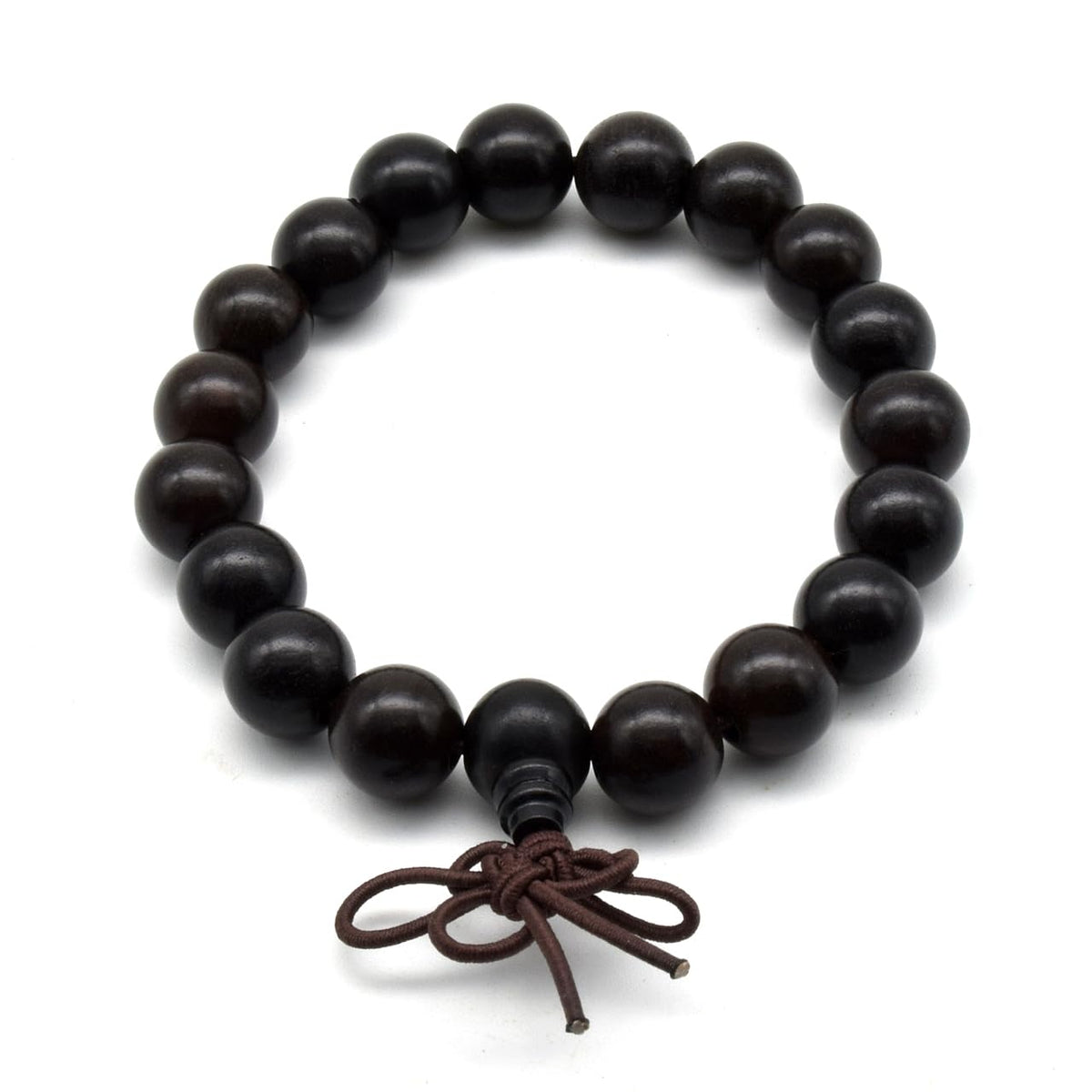 Unisex Natural Ebony Wood Buddhist Prayer Bead Necklace Bracelet Tibetan Prayer Mala Beaded Black (10mm 19beads)