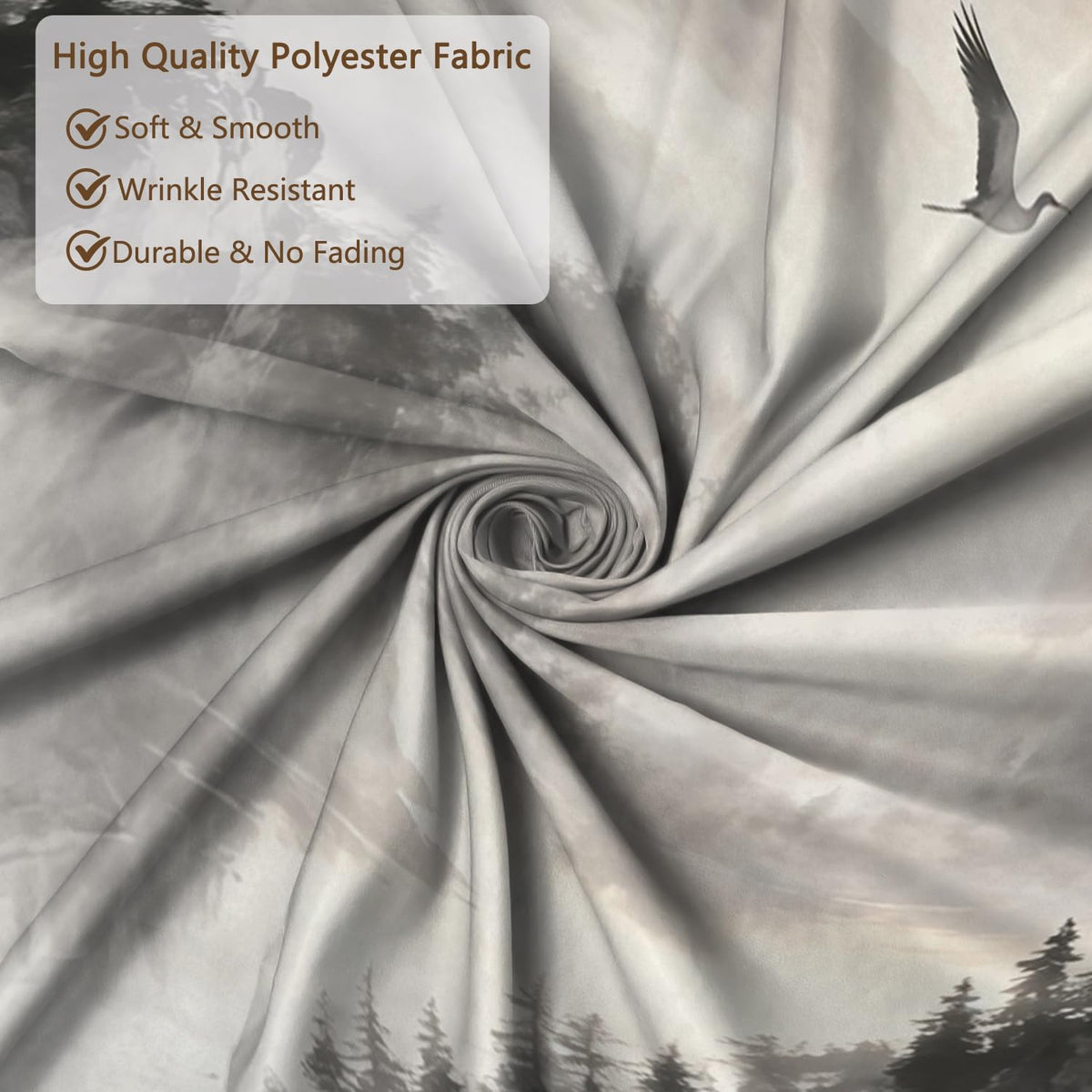Misty Mountain & Forest Shower Curtain with Hooks (Misty Mountain & Forest)