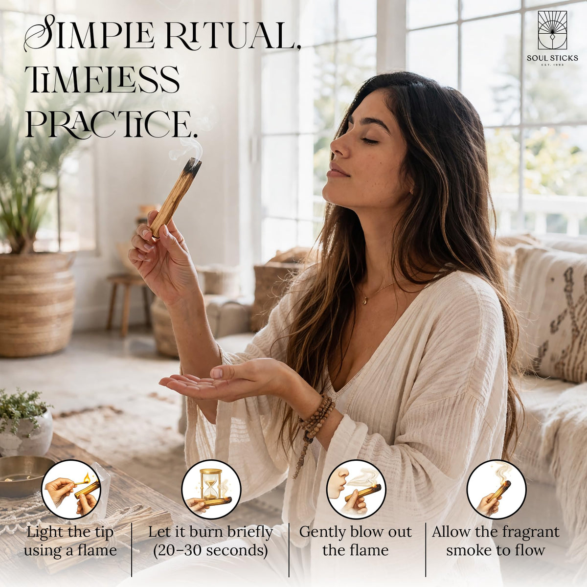Ancient VEDA Peruvian Palo Santo Sticks 6 Pack with Smudge Guide (6 Pack)