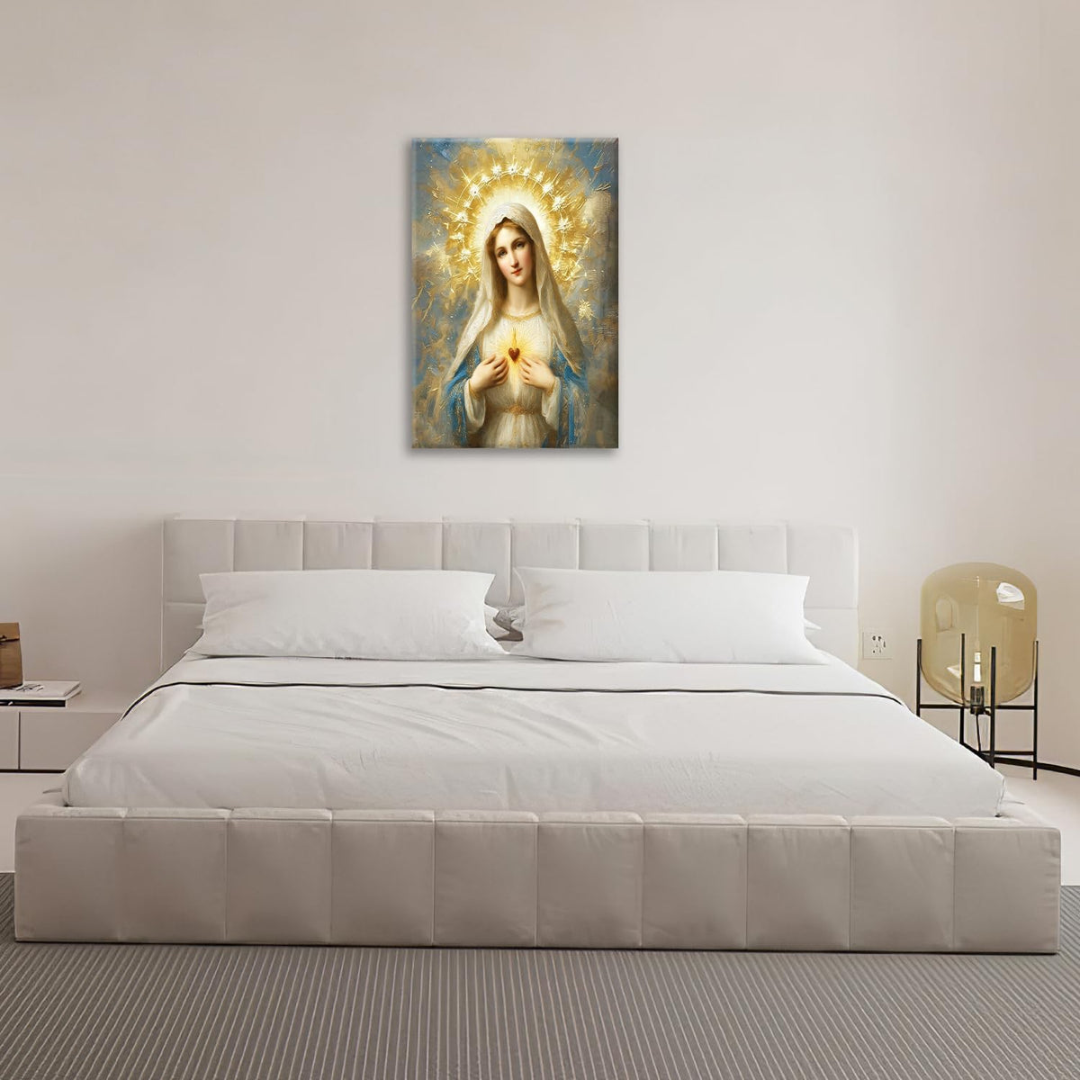 Christian Mary Wall Art Mary Mother Of God Jesus Canvas Wall Decor Catholic Pictures Christ Paintings Prints Religious Bible Artwork Framed Decorations For Church Prayer Room Bathroom Bedroom Living Room Gifts 16" x 24" (Mary / 24"L x 16"W)
