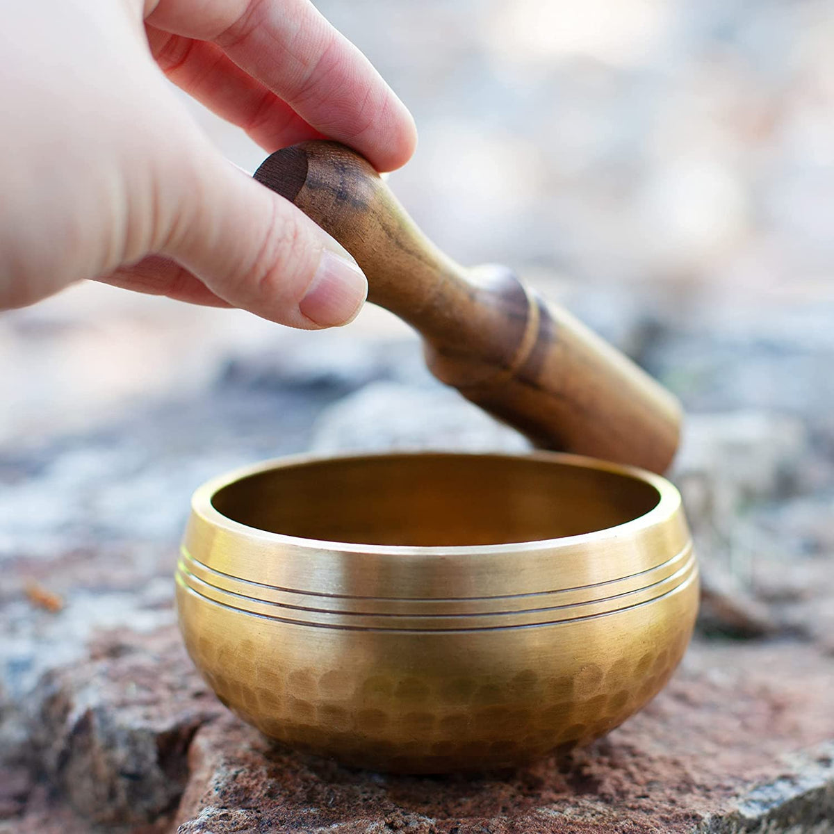 Premium Tibetan Singing Bowl Set (Gold - 3 Inch)