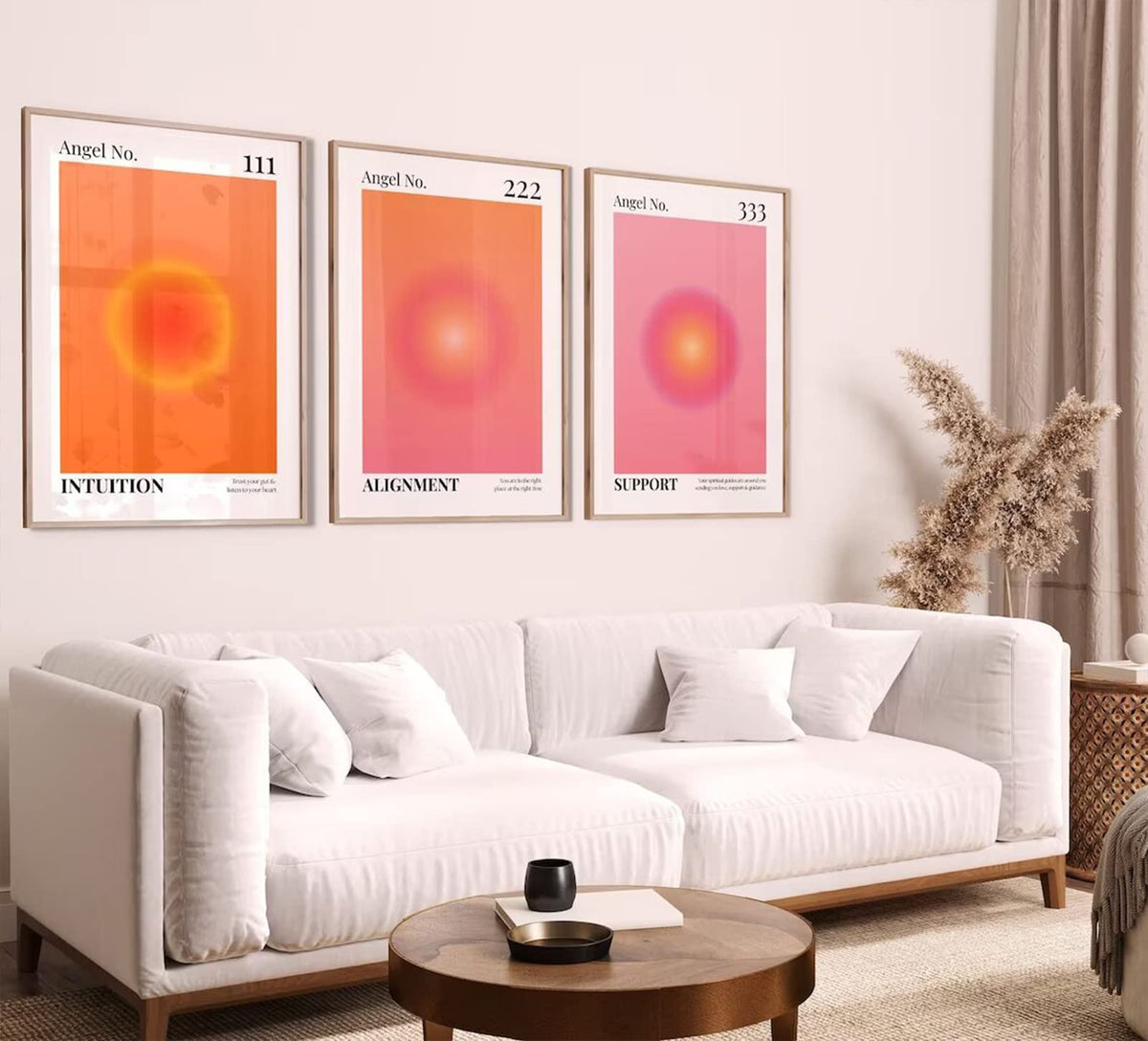 Colorful Angel Number Aura Poster Set of 3 Spiritual Posters Canvas Grainy Gradient Prints Trendy Preppy Wall Art Aesthetic Room Decor Affirmation Inspirational Quotes Wall Art 12x16 Inch Unframed (Unframed / Colorful 123 Art - A / 16"L x 12"W)