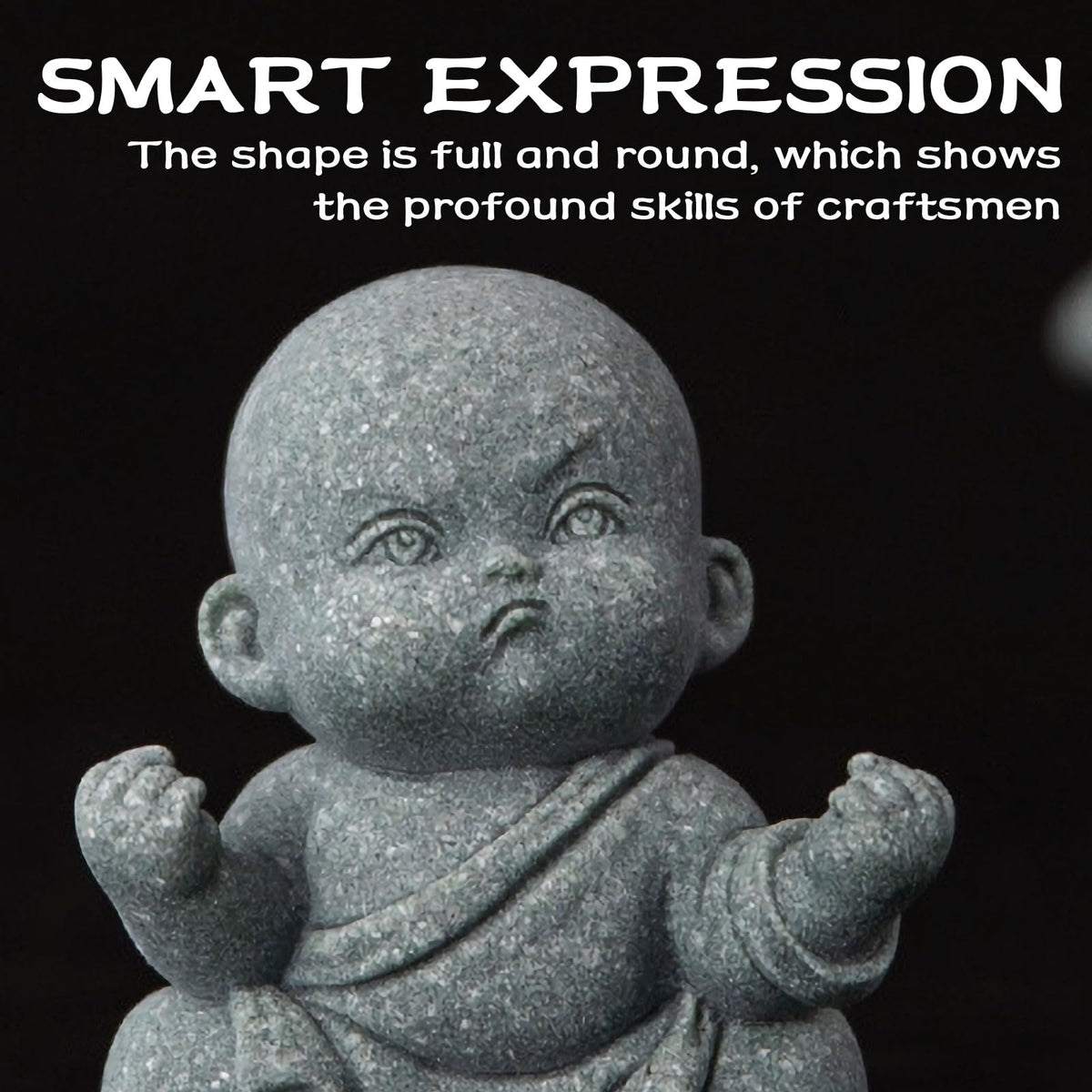 4 PCS Cute Kung Fu Zen Monk Praying Statue (4pcs Grey)