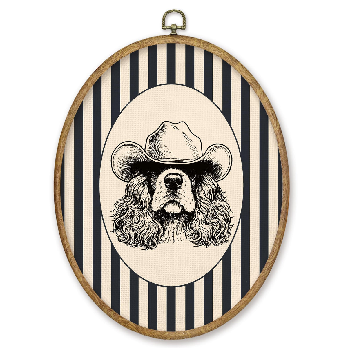 Western Cowboy Cocker Spaniel Oval Wall Art Prints Decor 8.6x11.4 (Colour 71)