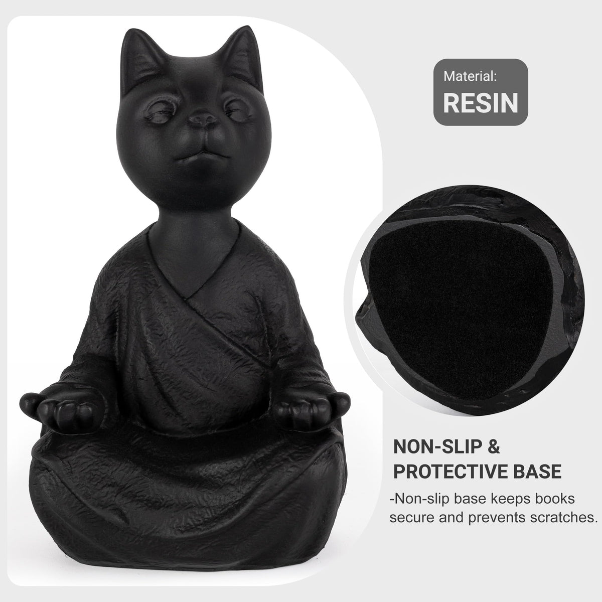 Meditating Cat Bookends (Black)