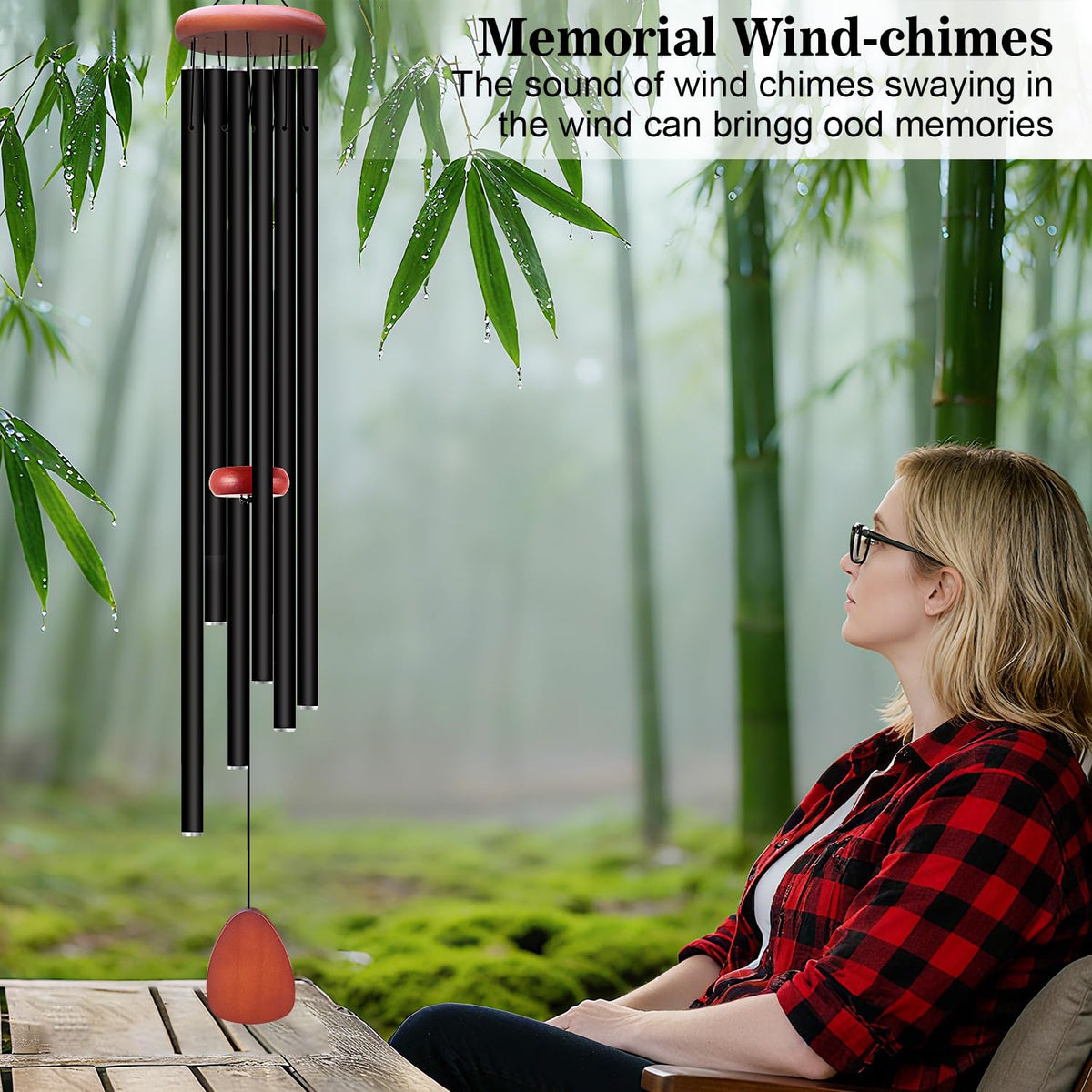 Aluminium Wind Chimes Outside (Black wind chime -56“)