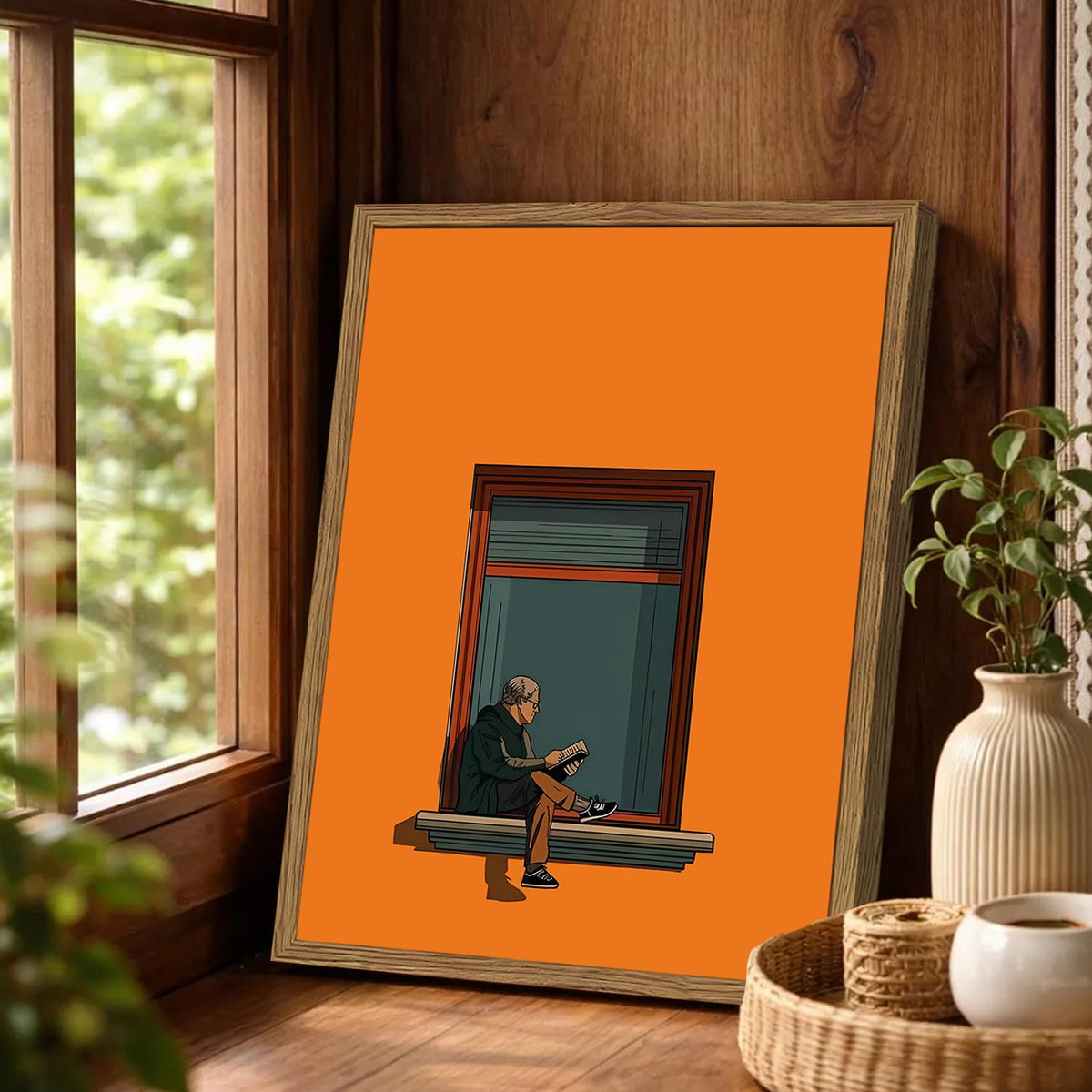Framed Minimalist Orange Canvas Wall Art (Minimalist Orange / 16"L x 12"W)