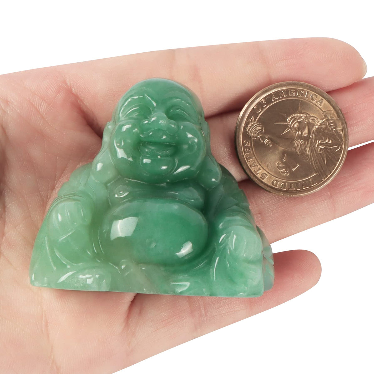 2.0" Green Aventurine Laughing Buddha Statue (Green Aventurine)