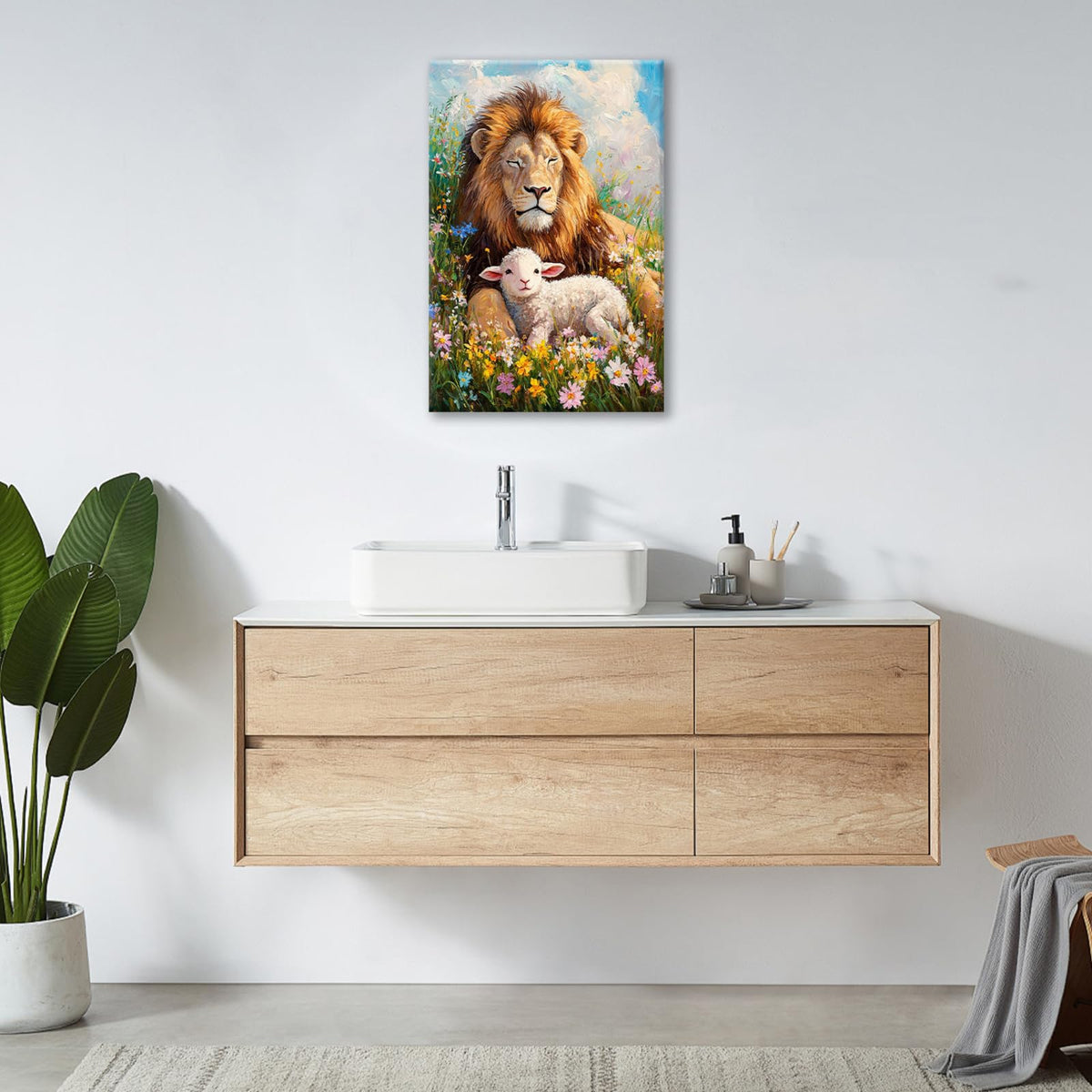 Lion And Lamb Wall Art (Lion Lamb / 24L" x 16W")