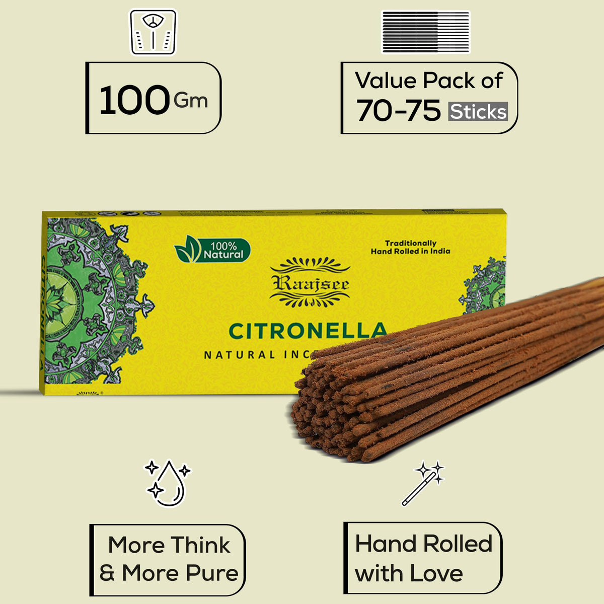 Natural Citronella Incense Sticks (Citronella)