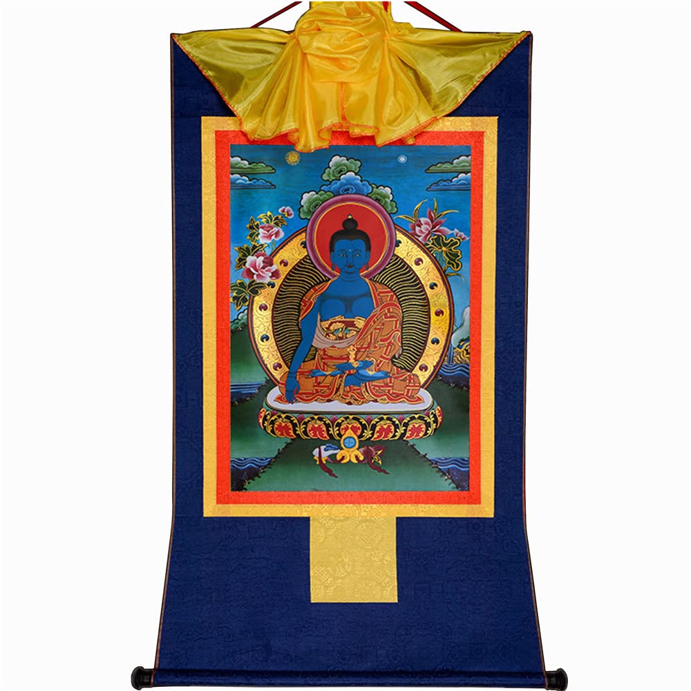 Akshobhya Thangka Tibetan Thangka Art (Akshobhya / 25.2"L x 18.5"W)