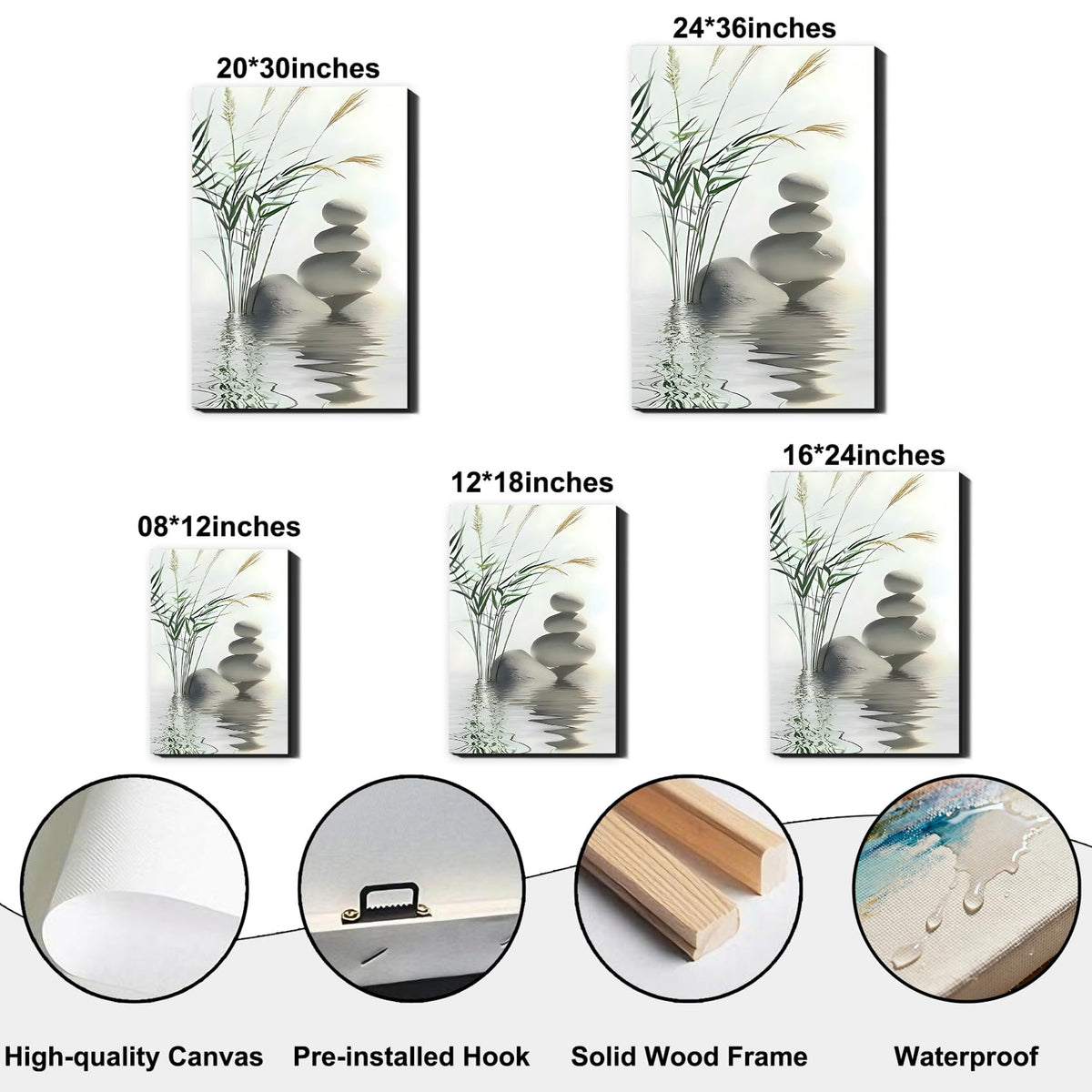 Zen Wall Art Spa Canvas Print (Pictures21 / 36"L x 24"W)