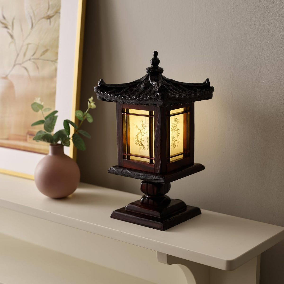 Traditional Korean Wood Lamp (Pavilion)