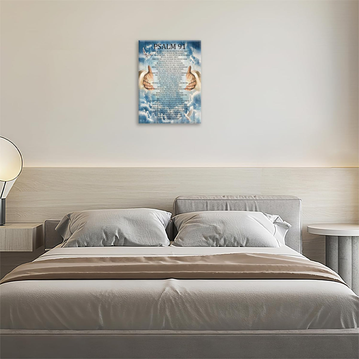 Psalm 91 Wall Art Psalms 91 Pictures Wall Decor Christian Canvas Prints Bible Verse Decorations Painting Framed Artwork Office Home Church Decor For Bathroom Prayer Dining Living Room 16"x24" (Psalm 91 / 24"L x 16"W)