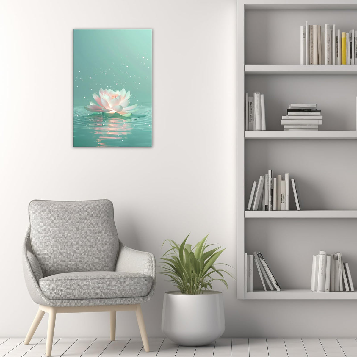 Lotus Flower Wall Art Minimalist Zen Calming Floral Canvas Print Water Lily Art for Living Room Bedroom Meditation Room Decor (Artwork-6 / 30"L x 20"W)