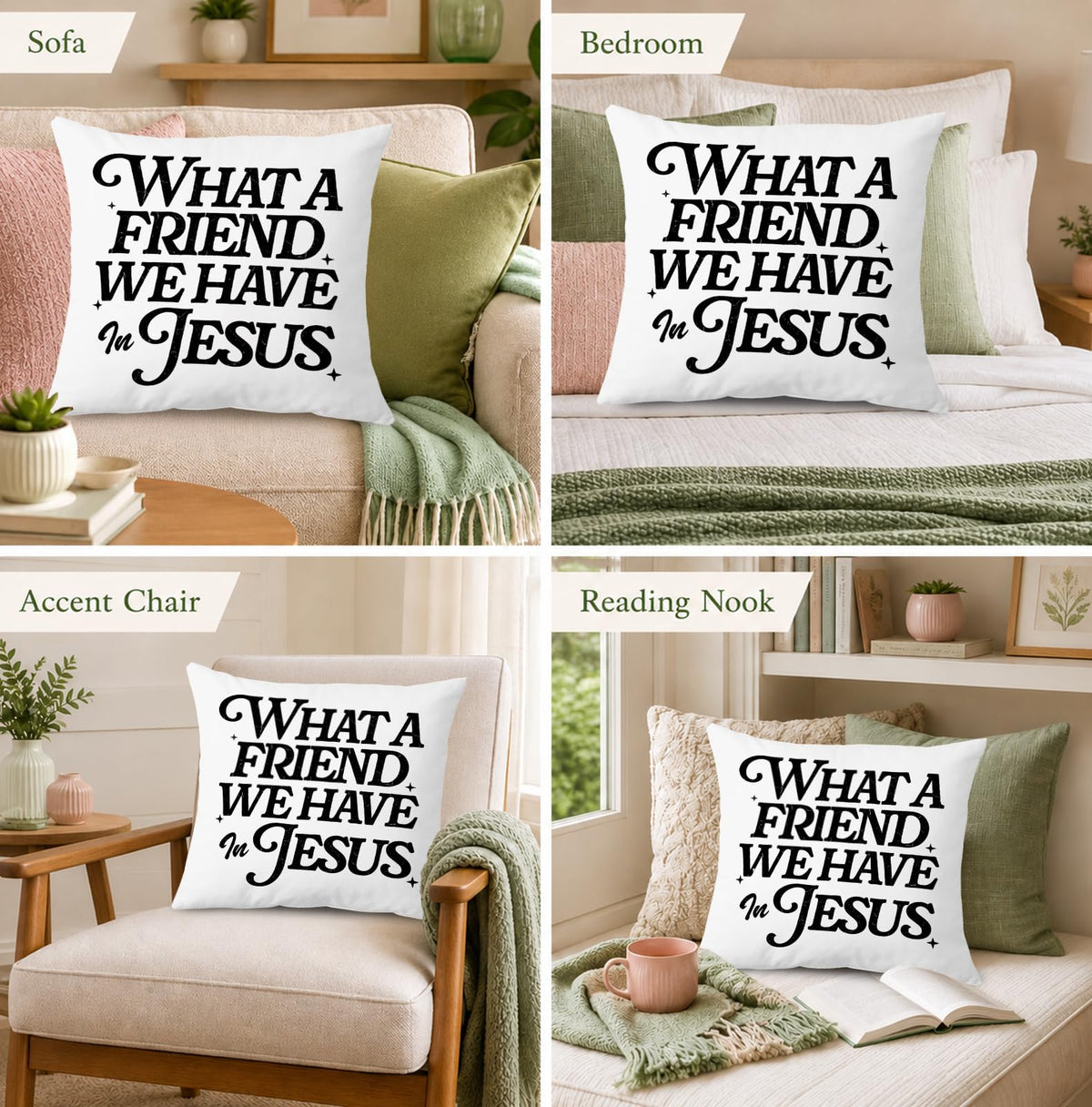 What a Friend We Have in Jesus Christian Throw Pillow Cover 18x18 (Qt-bz-mental Health-bible)