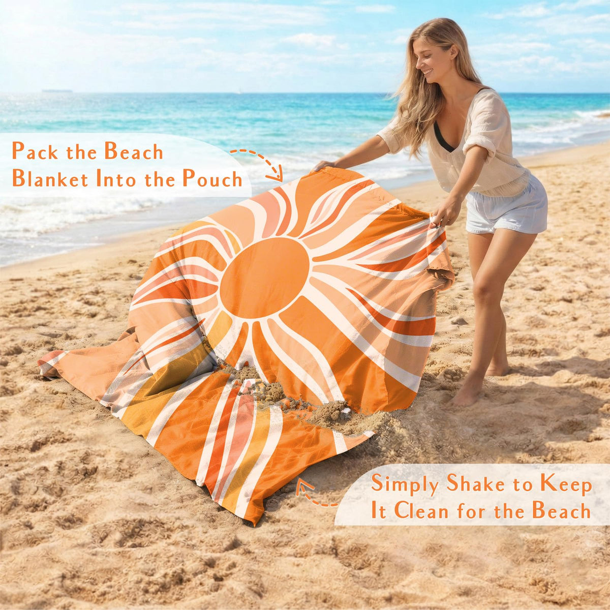 Beach Blanket Waterproof Sandproof (Sun / 120“×108”)