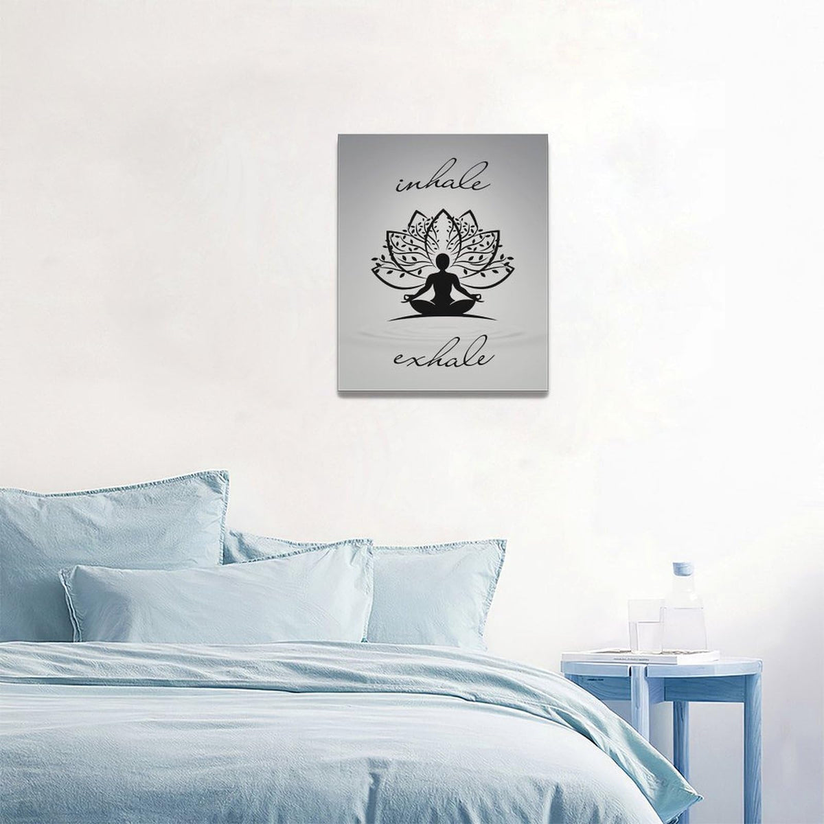 Inhale Exhale Wall Art Yoga Zen Meditation Pictures Decor Canvas Painting Print Modern Artwork Decorations Framed for Bathroom Living Room Bedroom 16 x 20 inch (20L" x 16W" / Inhale)