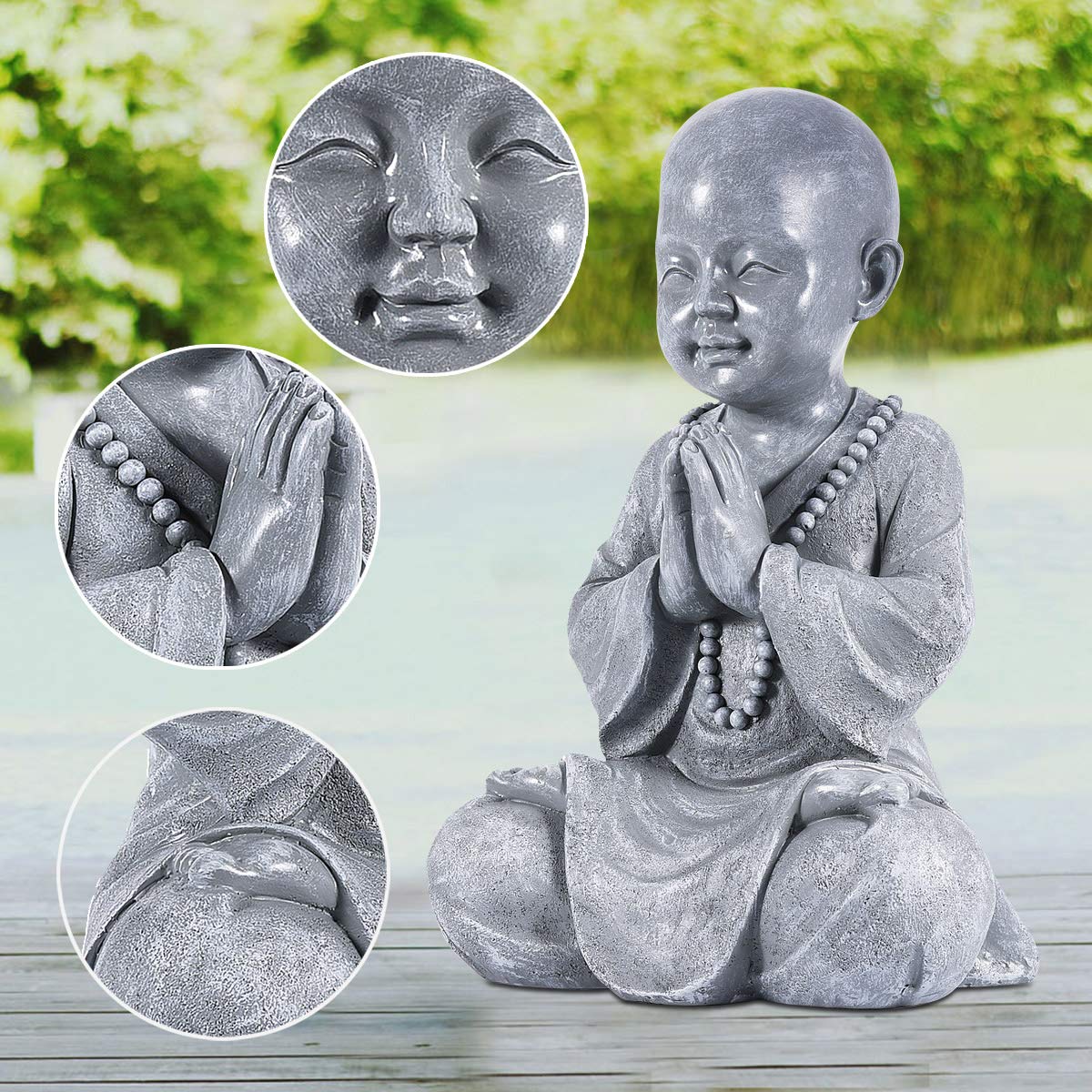 Meditating Baby Buddha Statue Figurine (Gray)