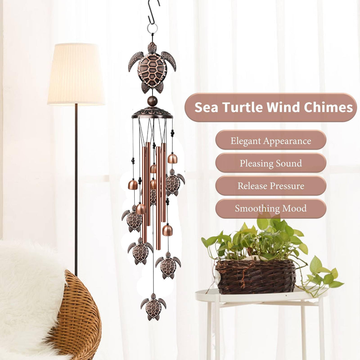 Wind Chimes Outdoor Clearance (Copper / Sea Turtle)